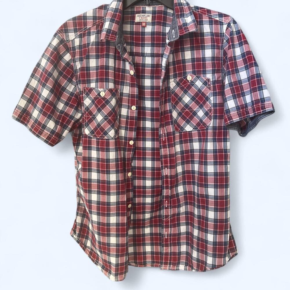 Next Shirting Plaid Short-Sleeve Button-Up Shirt – Size Medium